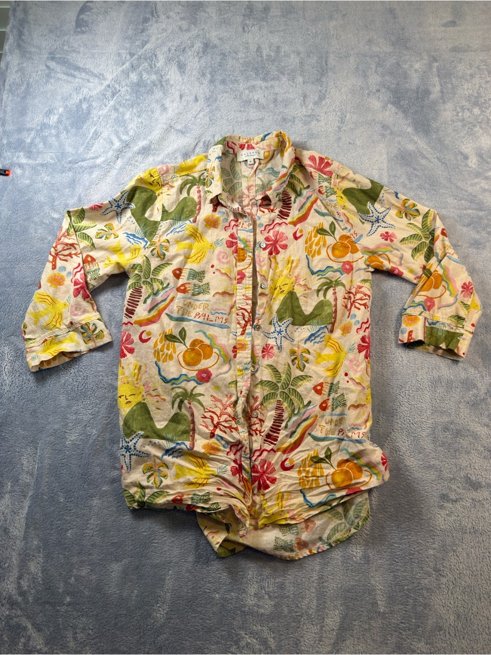 Calypso St. Barth Multicolor Tropical Print Button-Up#3225